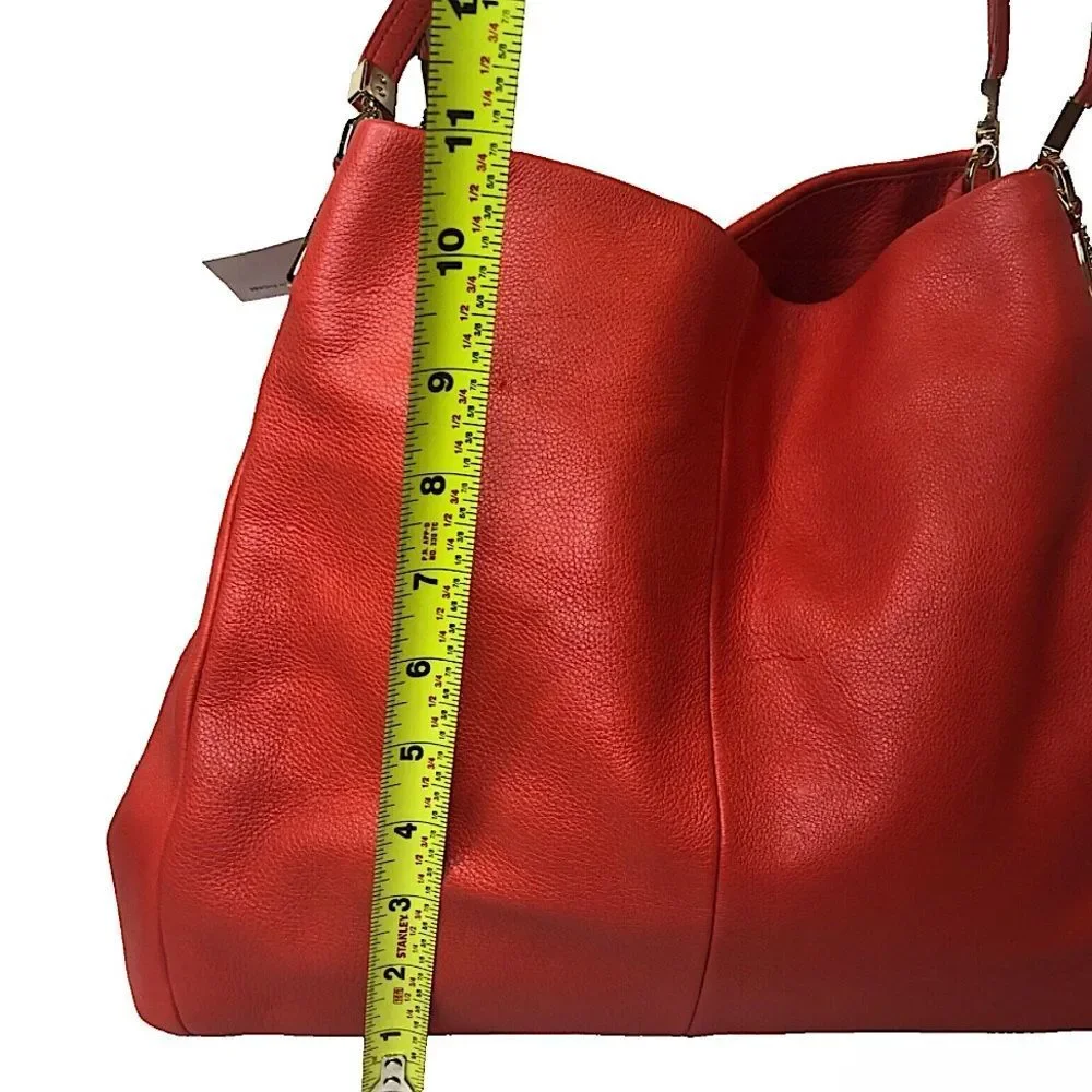 COACH Madison Phoebe Tumbled Cardinal Red Leather 3 Section Shoulder Bag NWT